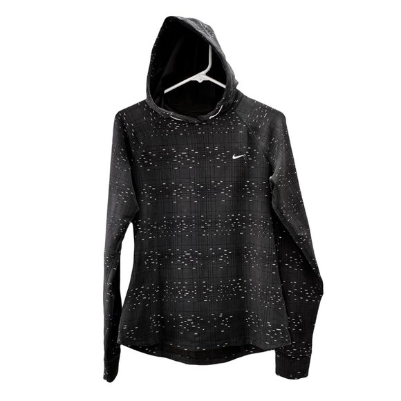 Nike Dri Fit Hoodie M Gray Vented Thumbholes Pocket Reflective Athletic Running - Picture 1 of 9
